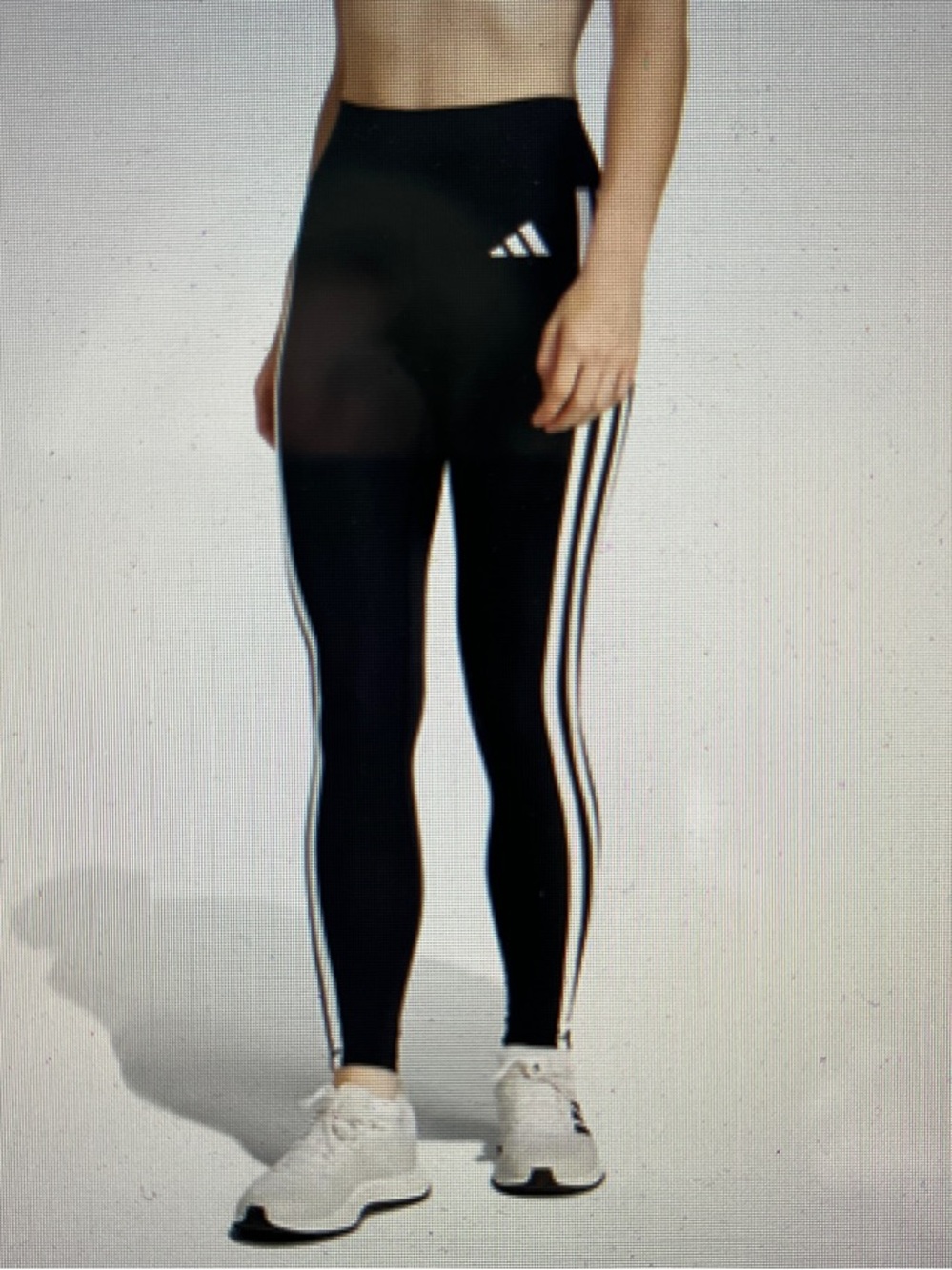NWT ladies adidas Black Leggings with White 3-Stripes size L